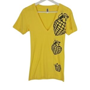 Graphic Short Sleeve T-Shirt Tee, Yellow, XS